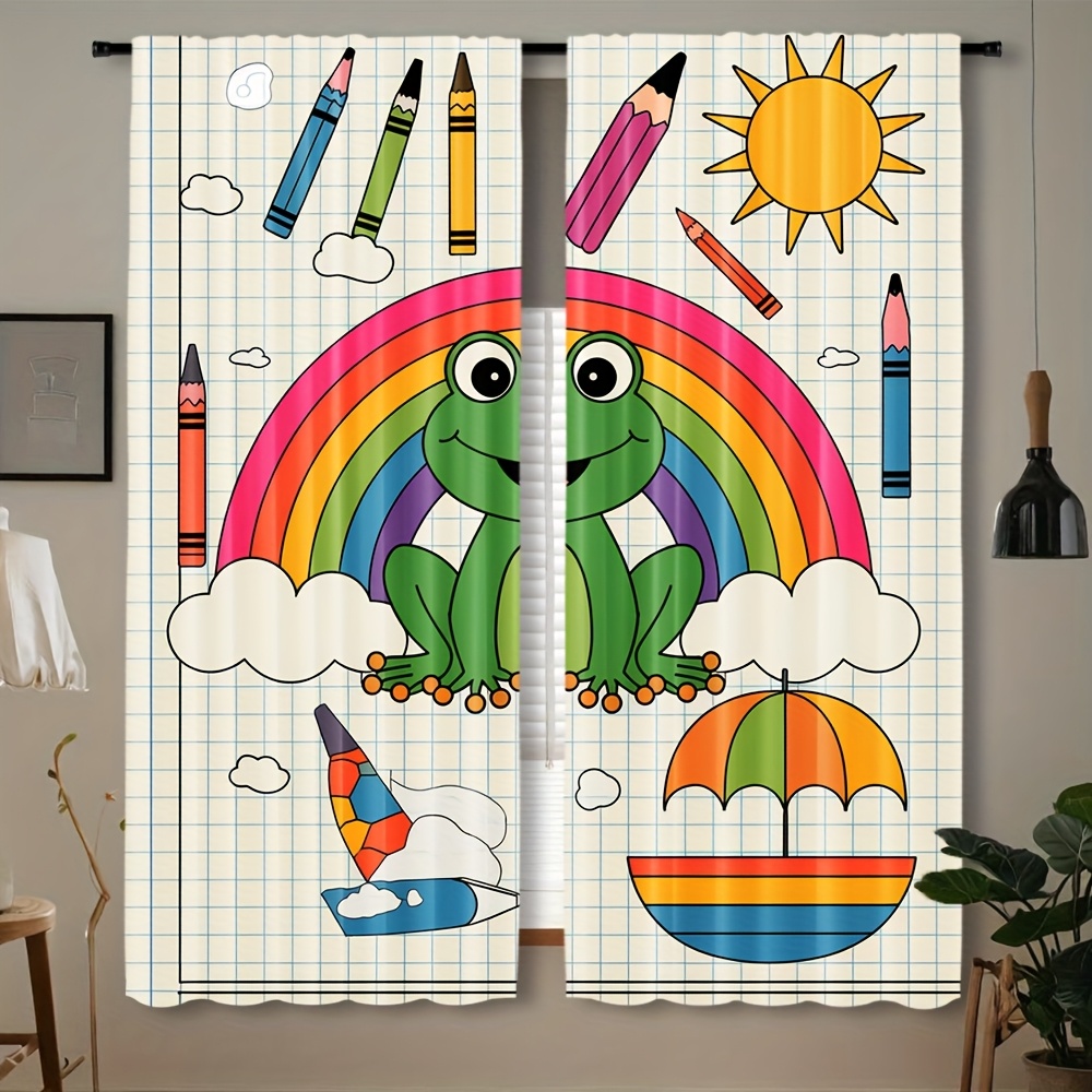 Baby Nursery Themes Girl - Cute Rainbow Frog Curtain Window Decoration