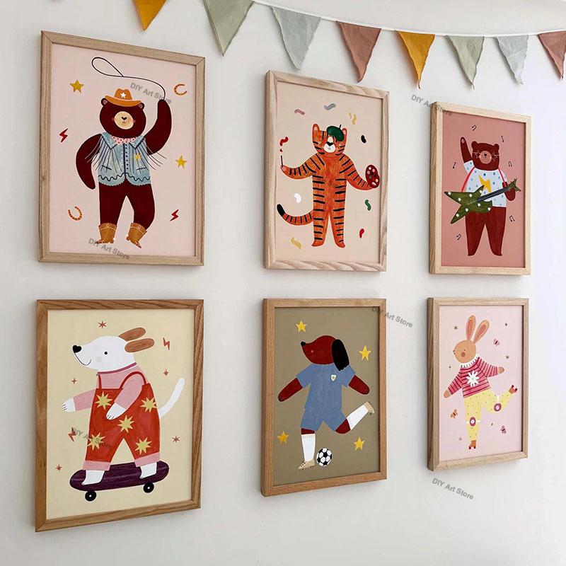 Baby Nursery Fabric - Funny Cartoon Animal Nursery Wall Art