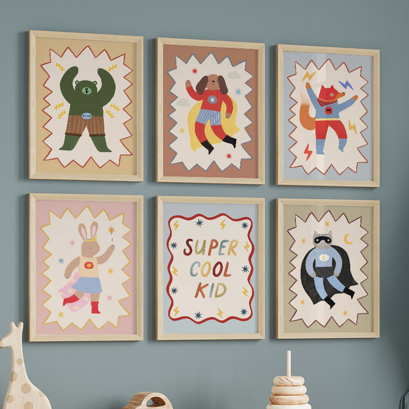 Baby Nursery Fabric - Funny Cartoon Super Cool Kid Nursery
