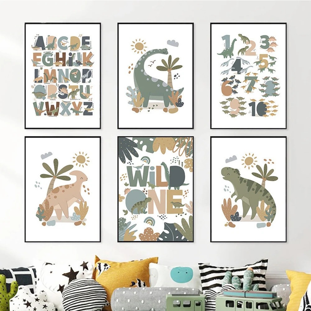 Nordic Cute Baby Dinosaur Wall - đánh giá và giá Baby Nursery Art