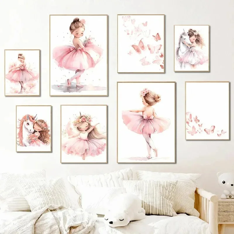 Pink Ballerina Girl Unicorn Bu - đánh giá và giá Baby Nursery Art