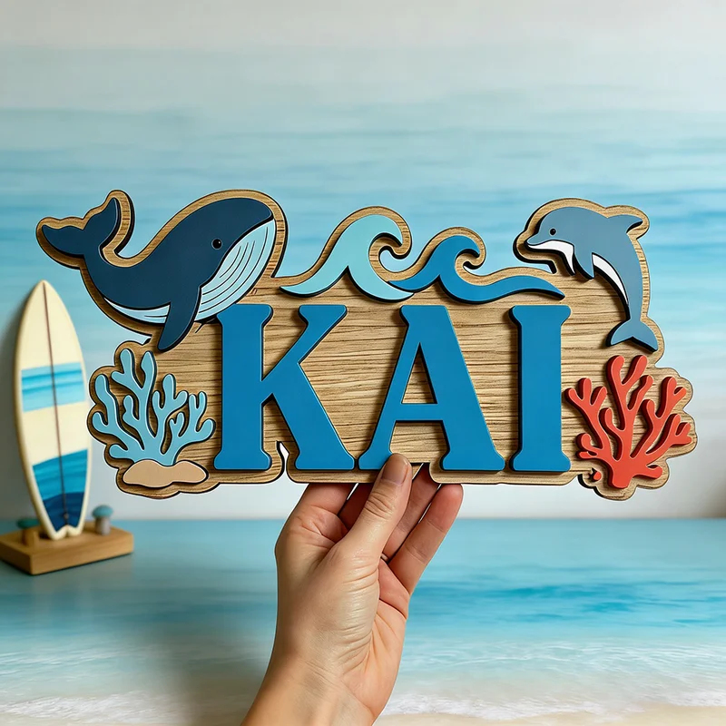 Ocean Whale Dolphin Themed Cus - đánh giá và giá Baby Name Wall Art