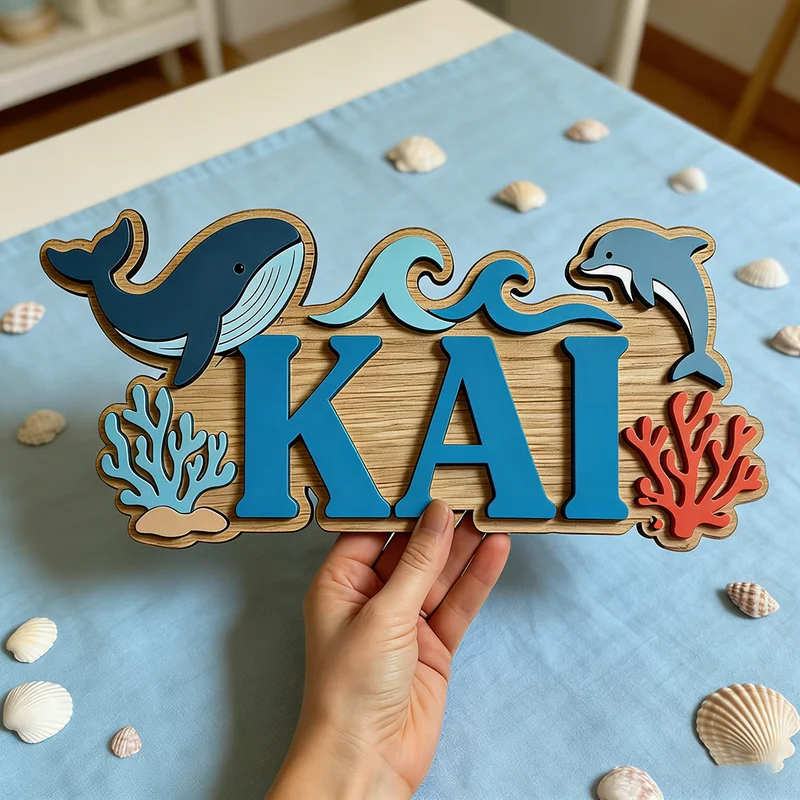 Ocean Whale Dolphin Themed Cus - đánh giá và giá Baby Name Wall Art
