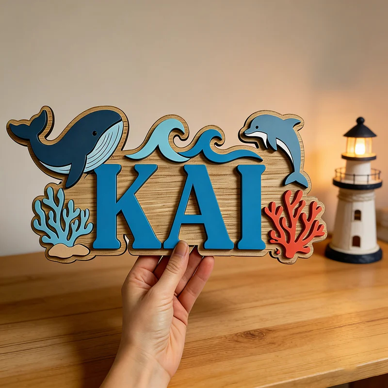 Ocean Whale Dolphin Themed Cus - đánh giá và giá Baby Name Wall Art