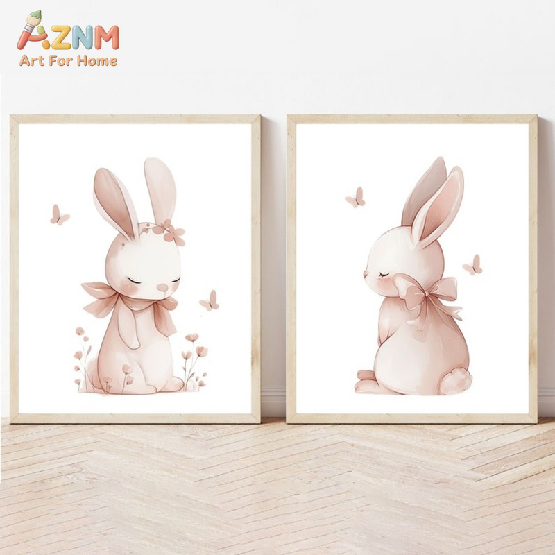 AZNM Soft Pink Watercolor Bunn - đánh giá và giá Baby Nursery Neutral