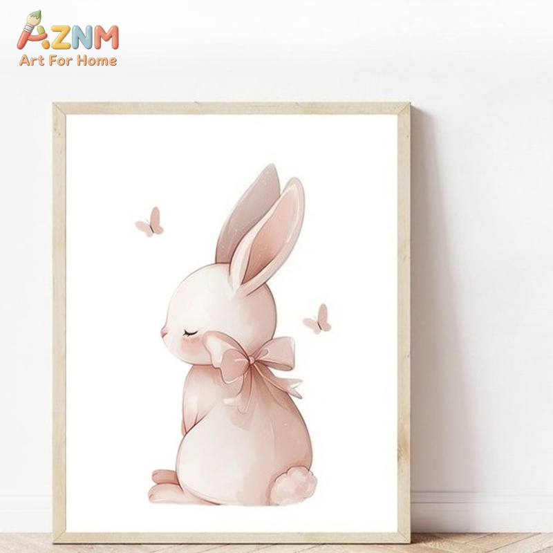 AZNM Soft Pink Watercolor Bunn - đánh giá và giá Baby Nursery Neutral