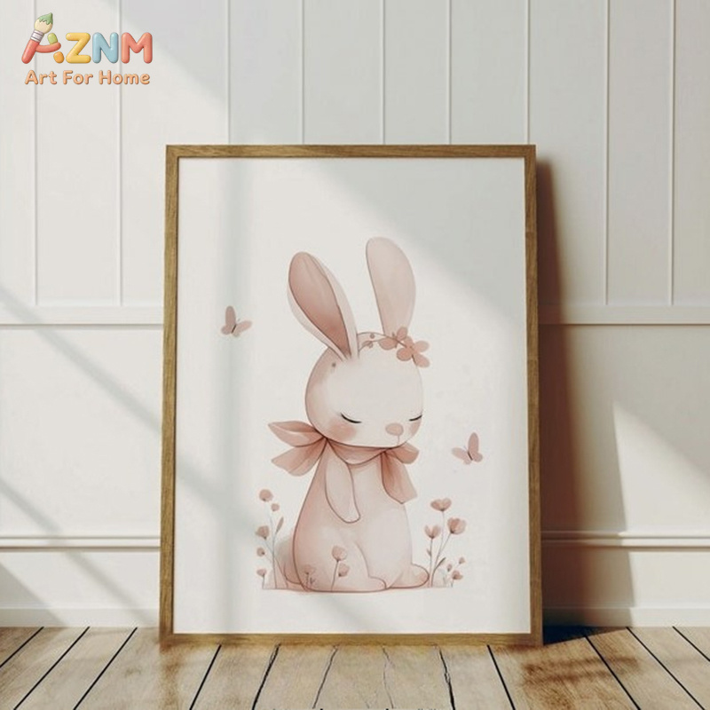 AZNM Soft Pink Watercolor Bunn - đánh giá và giá Baby Nursery Neutral