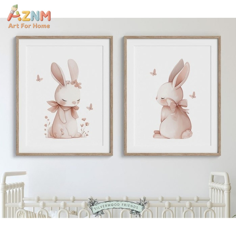 AZNM Soft Pink Watercolor Bunn - đánh giá và giá Baby Nursery Neutral