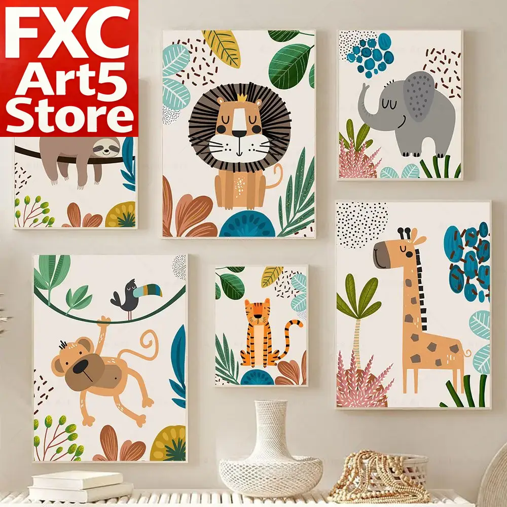 Boho Monkey Lion Giraffe Bird  - đánh giá và giá Baby Nursery Art
