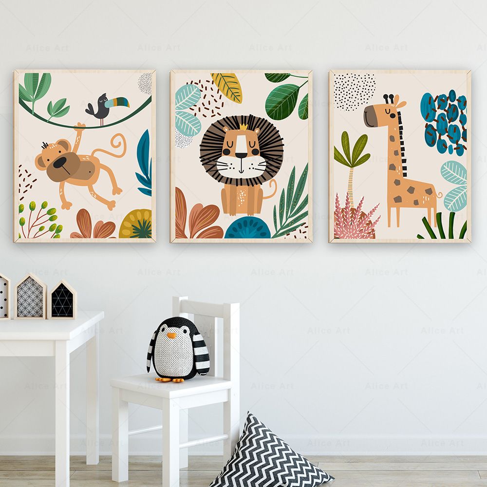 Boho Monkey Lion Giraffe Bird  - đánh giá và giá Baby Nursery Art