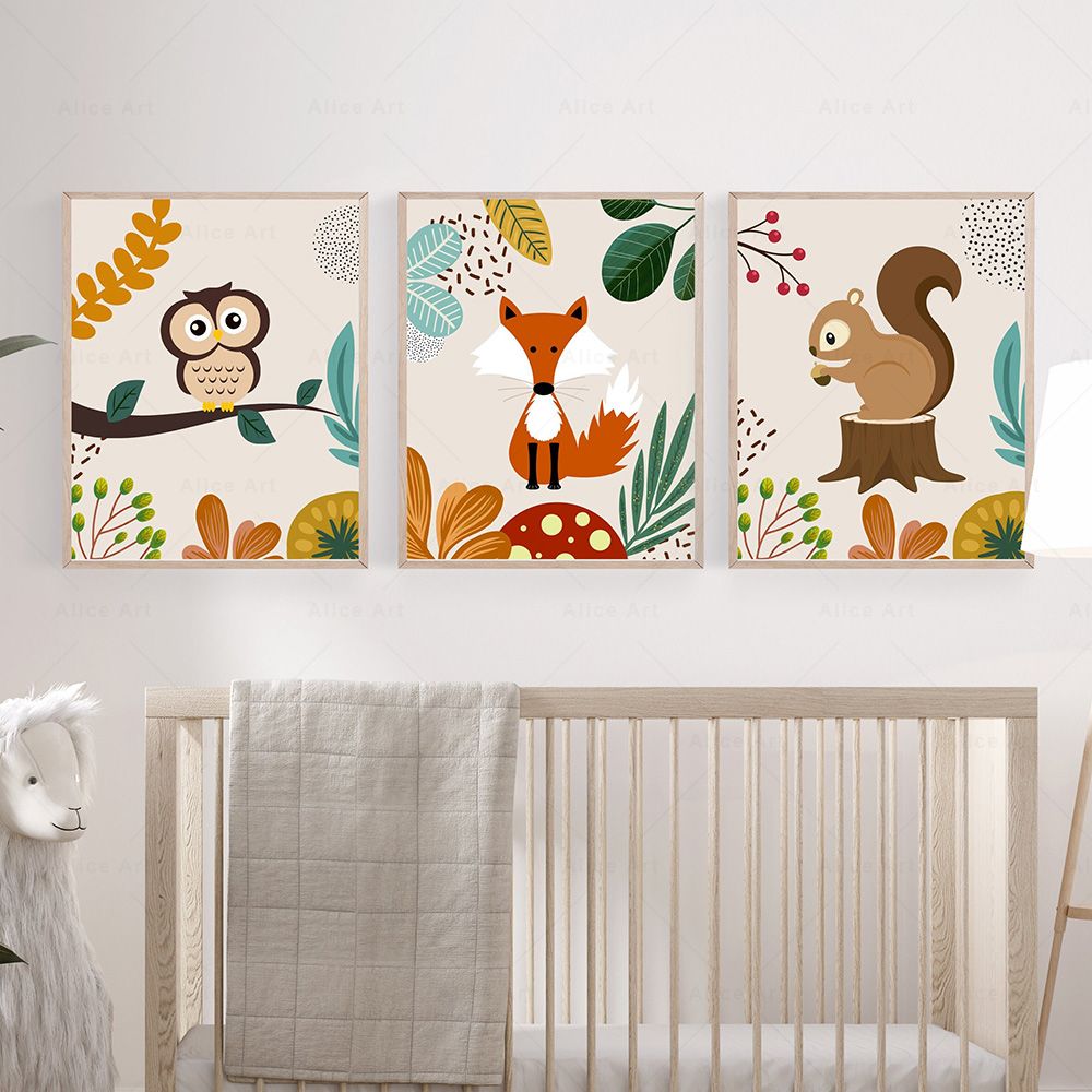 Boho Monkey Lion Giraffe Bird  - đánh giá và giá Baby Nursery Art