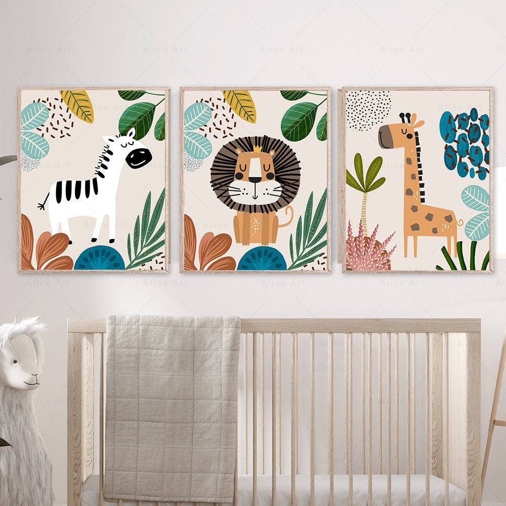 Boho Monkey Lion Giraffe Bird  - đánh giá và giá Baby Nursery Art