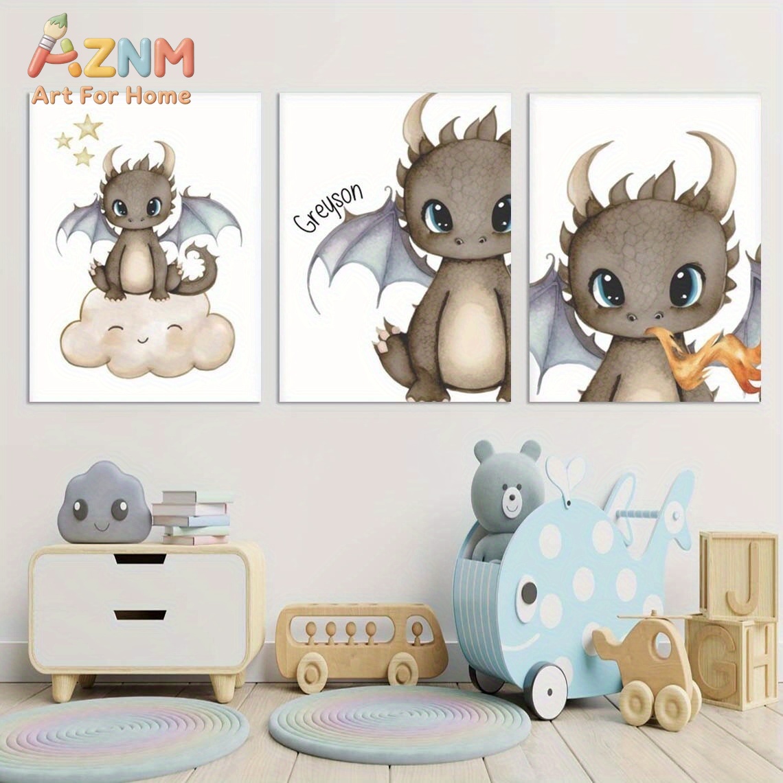 AZNM Cute Baby Dragon Canvas W - đánh giá và giá Baby Nursery Art