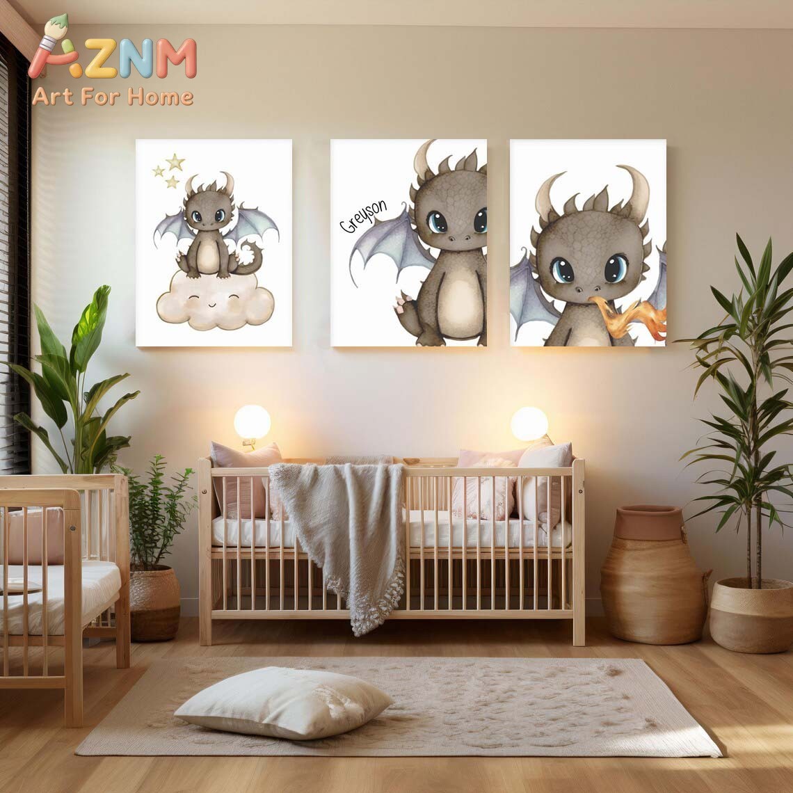 AZNM Cute Baby Dragon Canvas W - đánh giá và giá Baby Nursery Art
