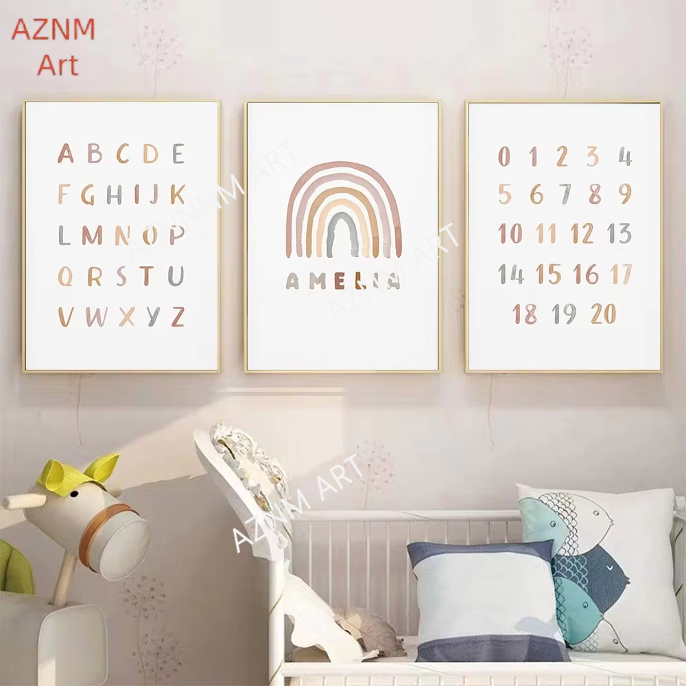 1/3PCS ，Poster Custom ABC 123  - đánh giá và giá Baby Name Wall Art