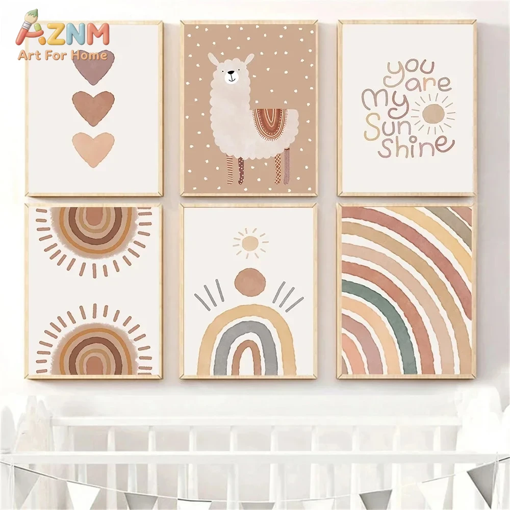 AZNM Boho Neutral Llama Canvas - đánh giá và giá Baby Nursery Neutral