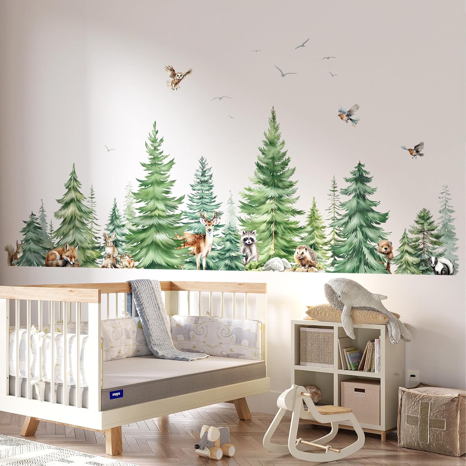Large Watercolor Pine Tree Ani - đánh giá và giá Baby Nursery Plants