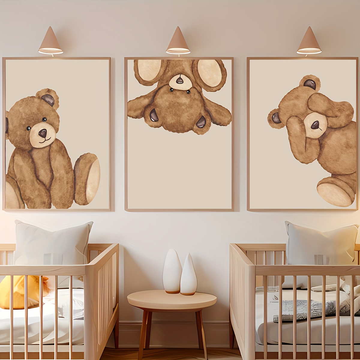3PCS Watercolor Brown Teddy Be - đánh giá và giá Baby Nursery Neutral