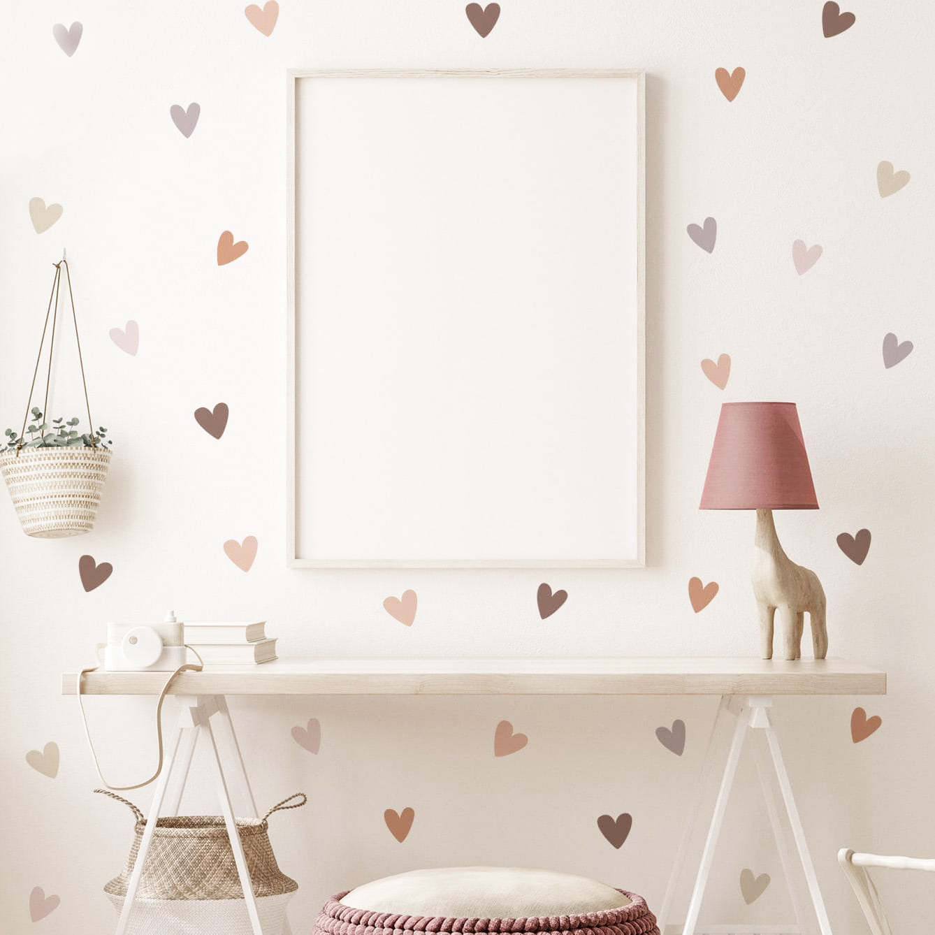 `Morandi Scattered Heart Wall  - đánh giá và giá Baby Nursery Neutral