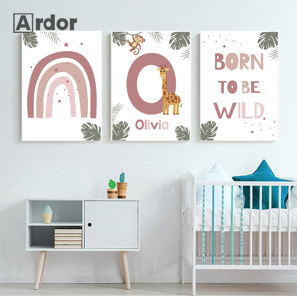 Nordic Jungle Animal Posters C - đánh giá và giá Baby Name Wall Art