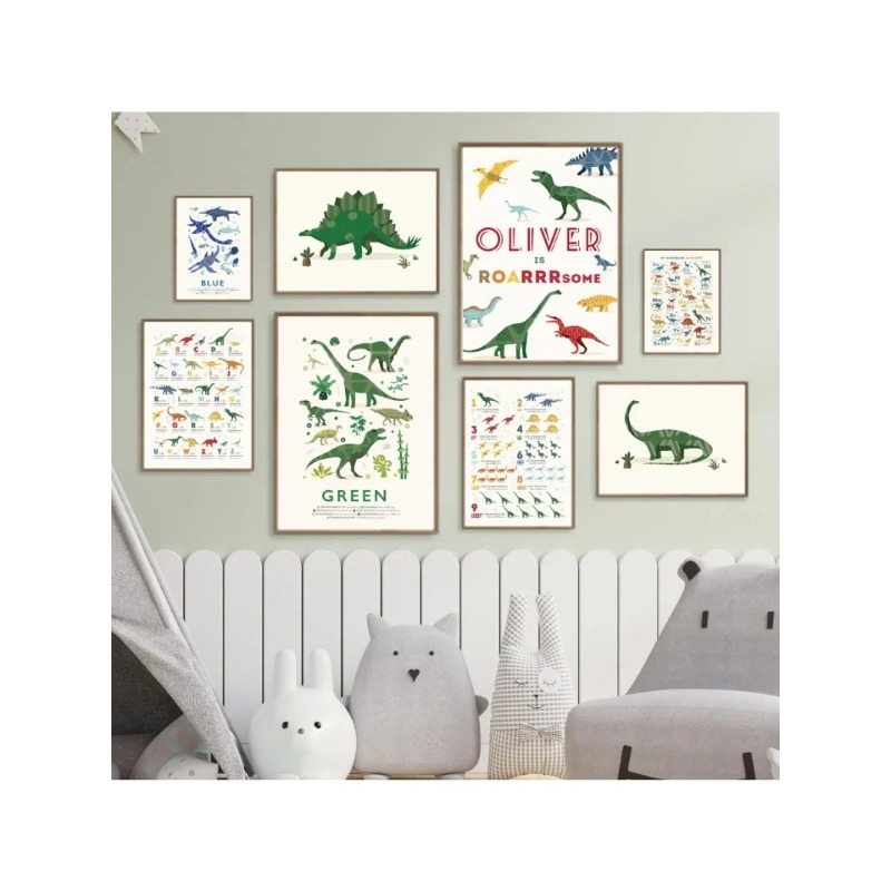 Dinosaur Numbers Educational A - đánh giá và giá Baby Name Wall Art