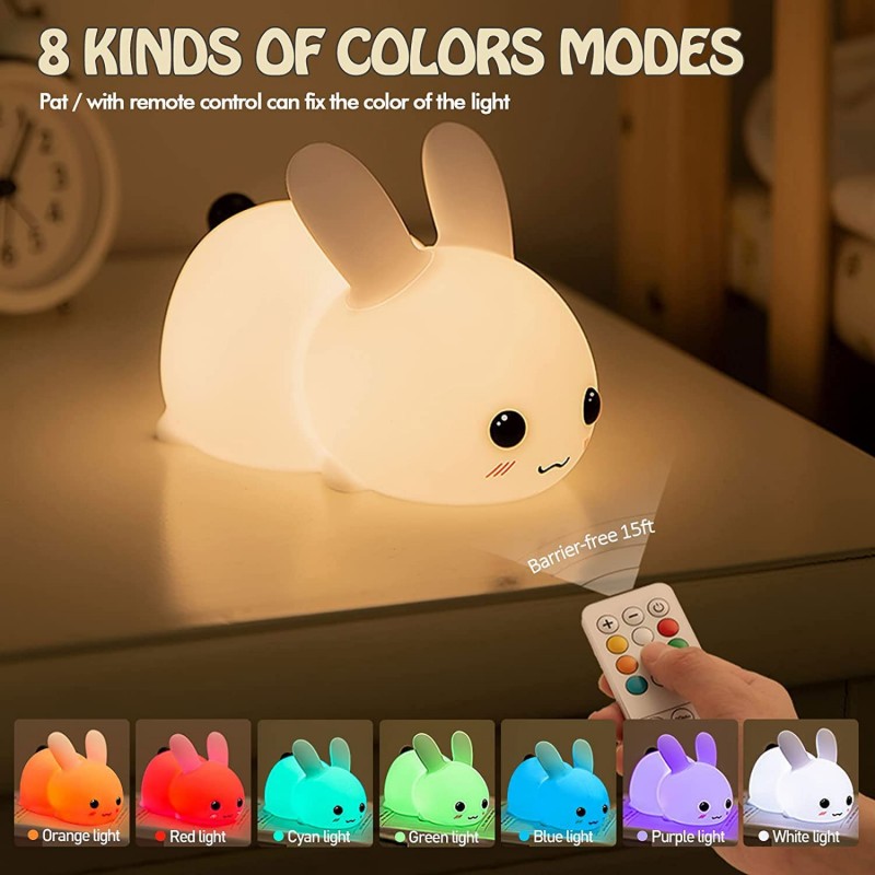 LED Rabbit Night Light Remote  - đánh giá và giá Baby Nursery Lamp