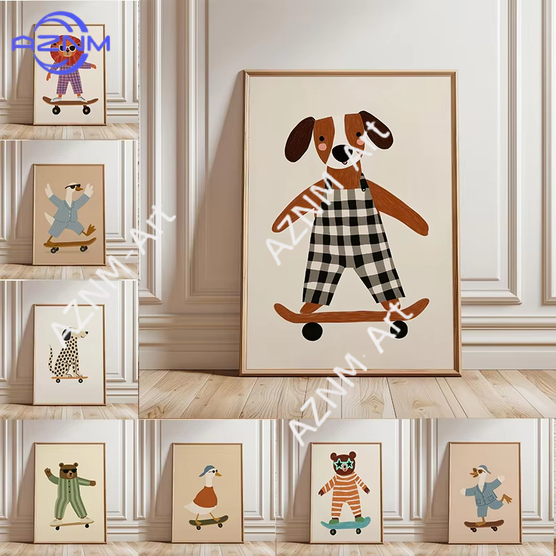 1PC Funny Animal Skateboarding - đánh giá và giá Baby Nursery Fabric
