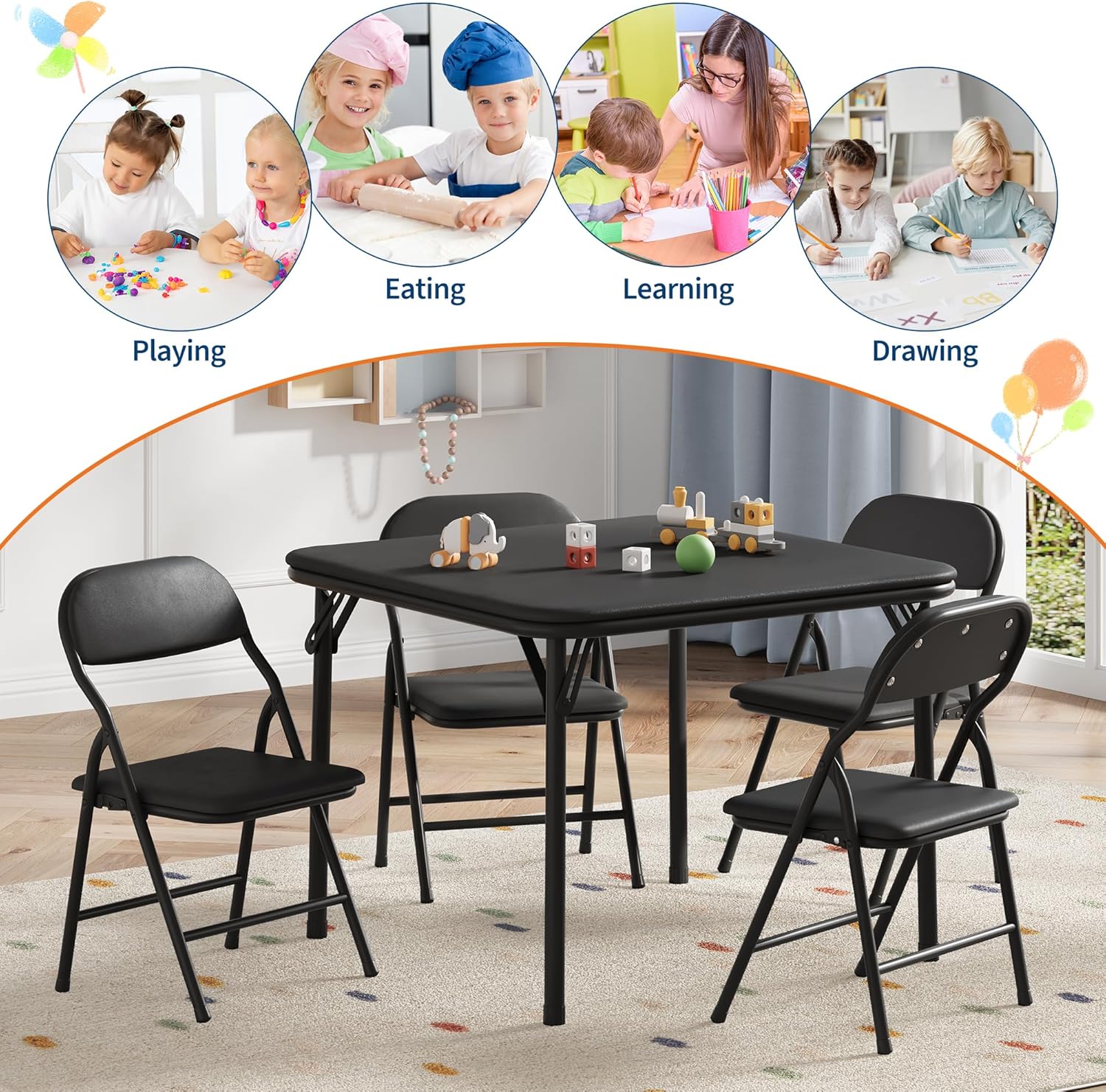 5-Piece Kids Folding Table and - đánh giá và giá Baby Nursery Chair