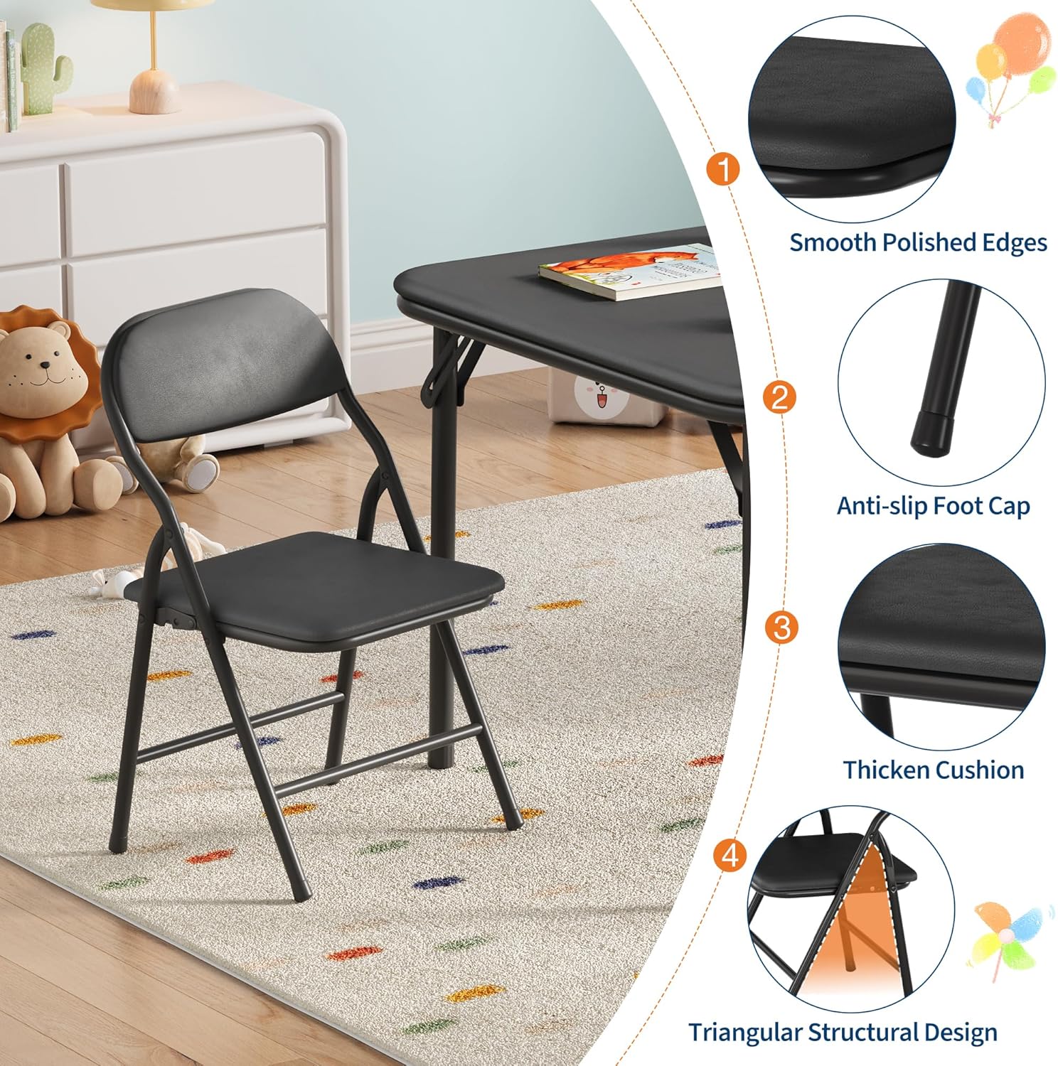 5-Piece Kids Folding Table and - đánh giá và giá Baby Nursery Chair