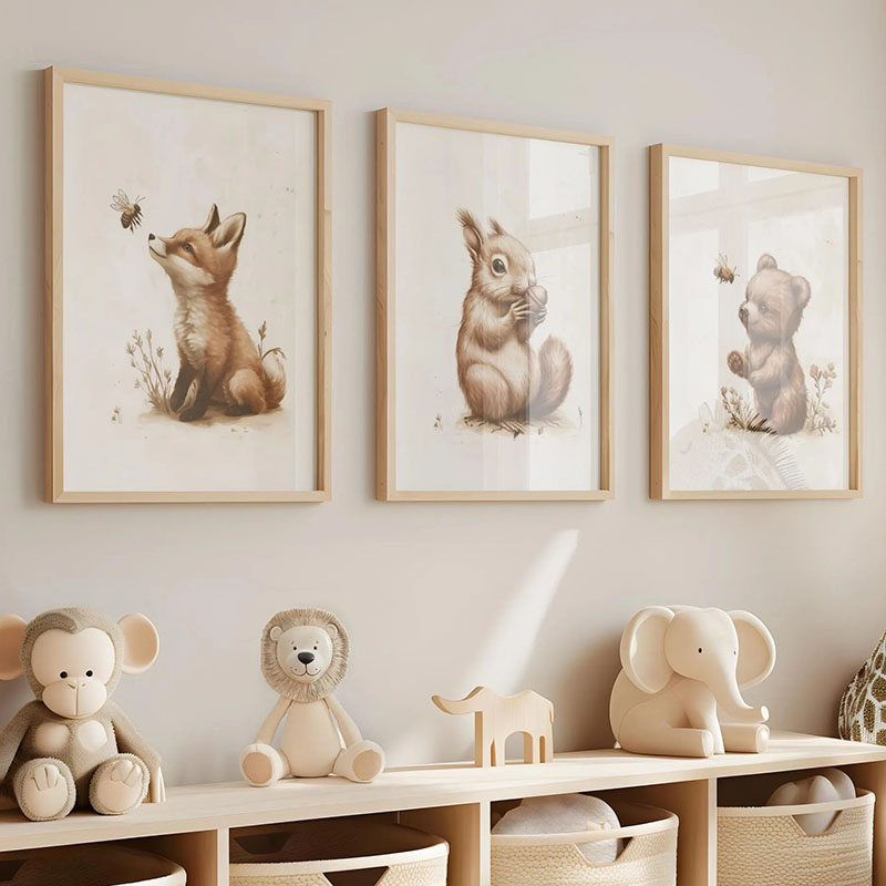 Bear Rabbit Fox Deer Squirrel  - đánh giá và giá Baby Nursery Art