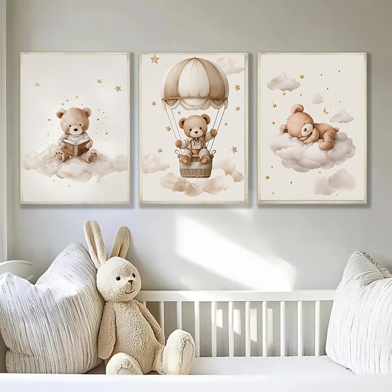 3pcs/set Bohemian Teddy Bear A - đánh giá và giá Baby Name Wall Art